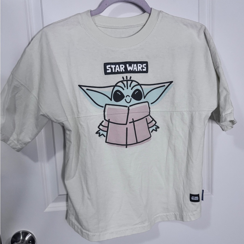 NWOT Star Wars Kids XL Spirit Jersey Grogu- Cream Short Sleeve